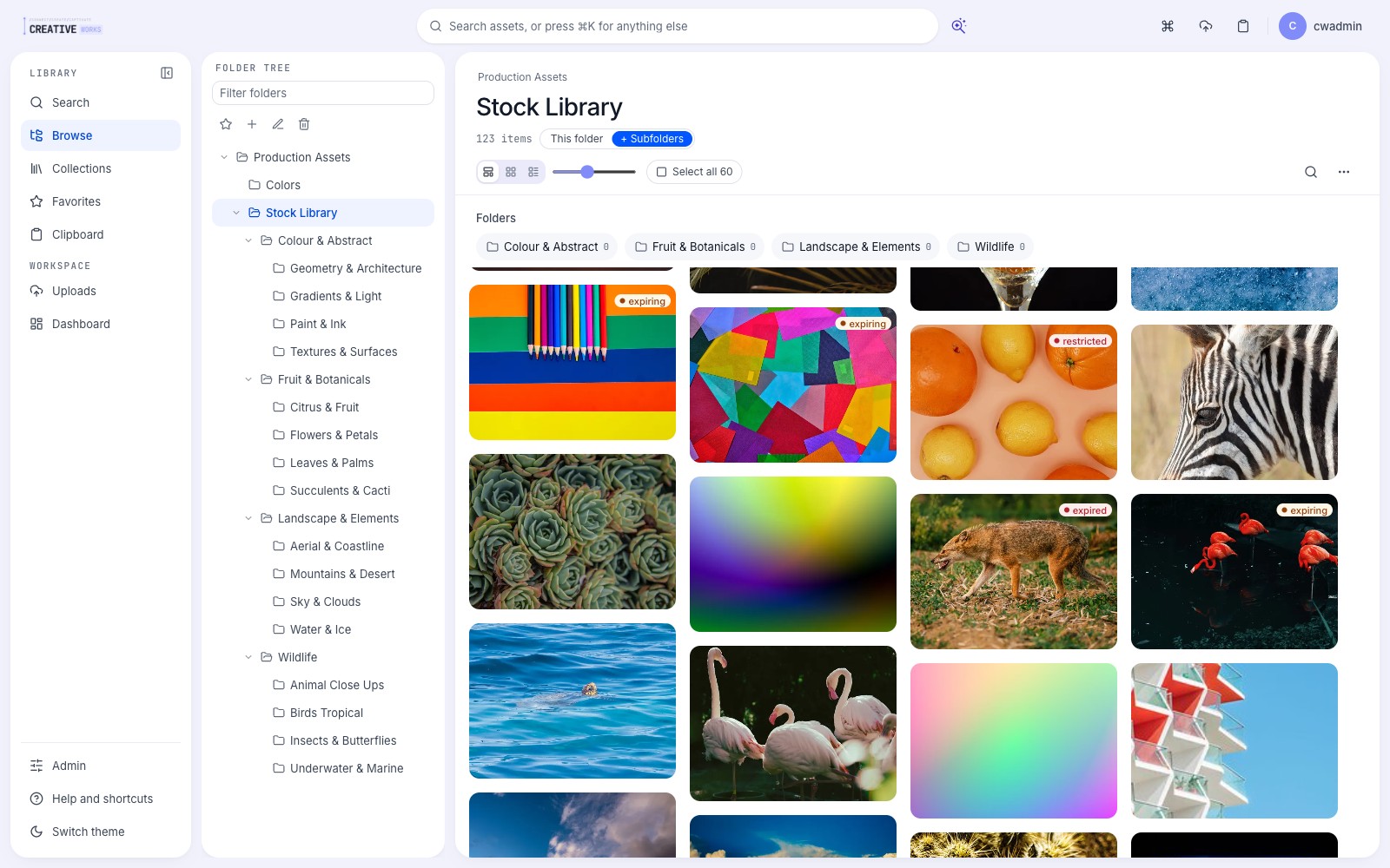 CreativeWorks Browse — the full library at a glance
